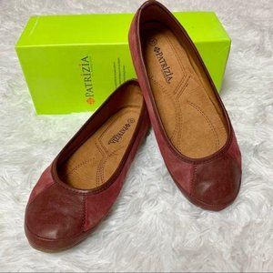 PATRIZIA Shoes Leather Flats Red Sz 6.5-7 EU37 NWB